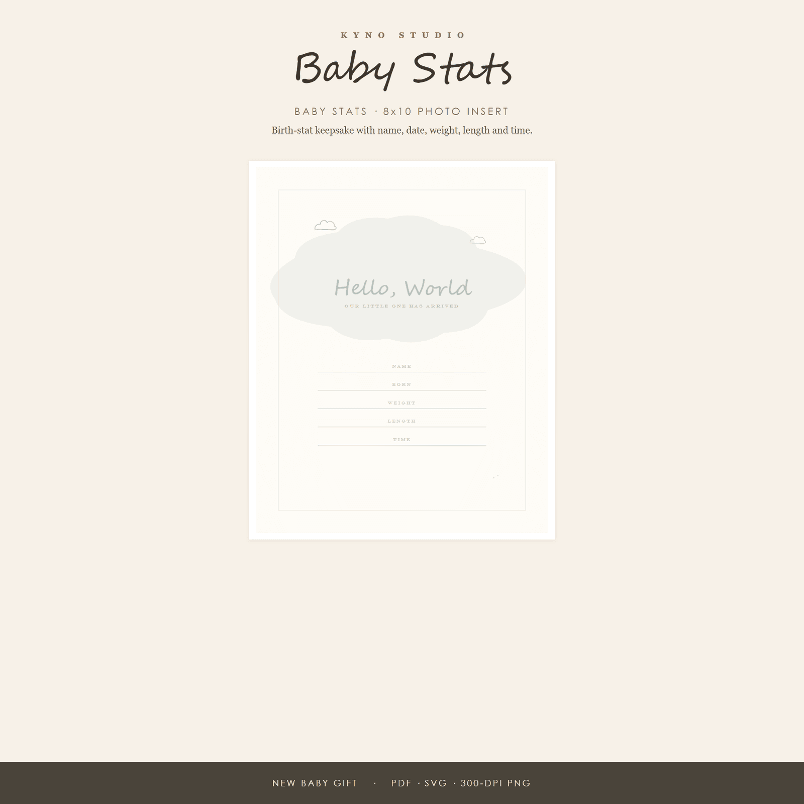Baby Stats Printable — 8x10 Birth Announcement Photo Insert | New Baby Gift & Nursery Wall Art | Instant Download — preview 1