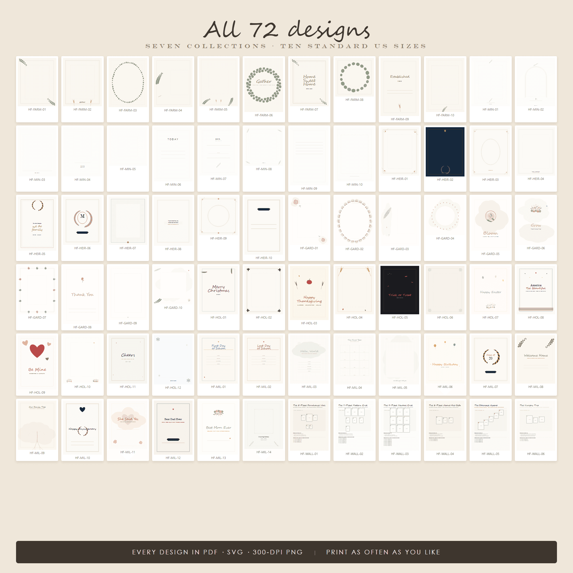 Printable Frame Mat Bundle — 72 Designs, 7 Collections, US Sizes 4x6 to 16x20 | Instant Download — preview 1