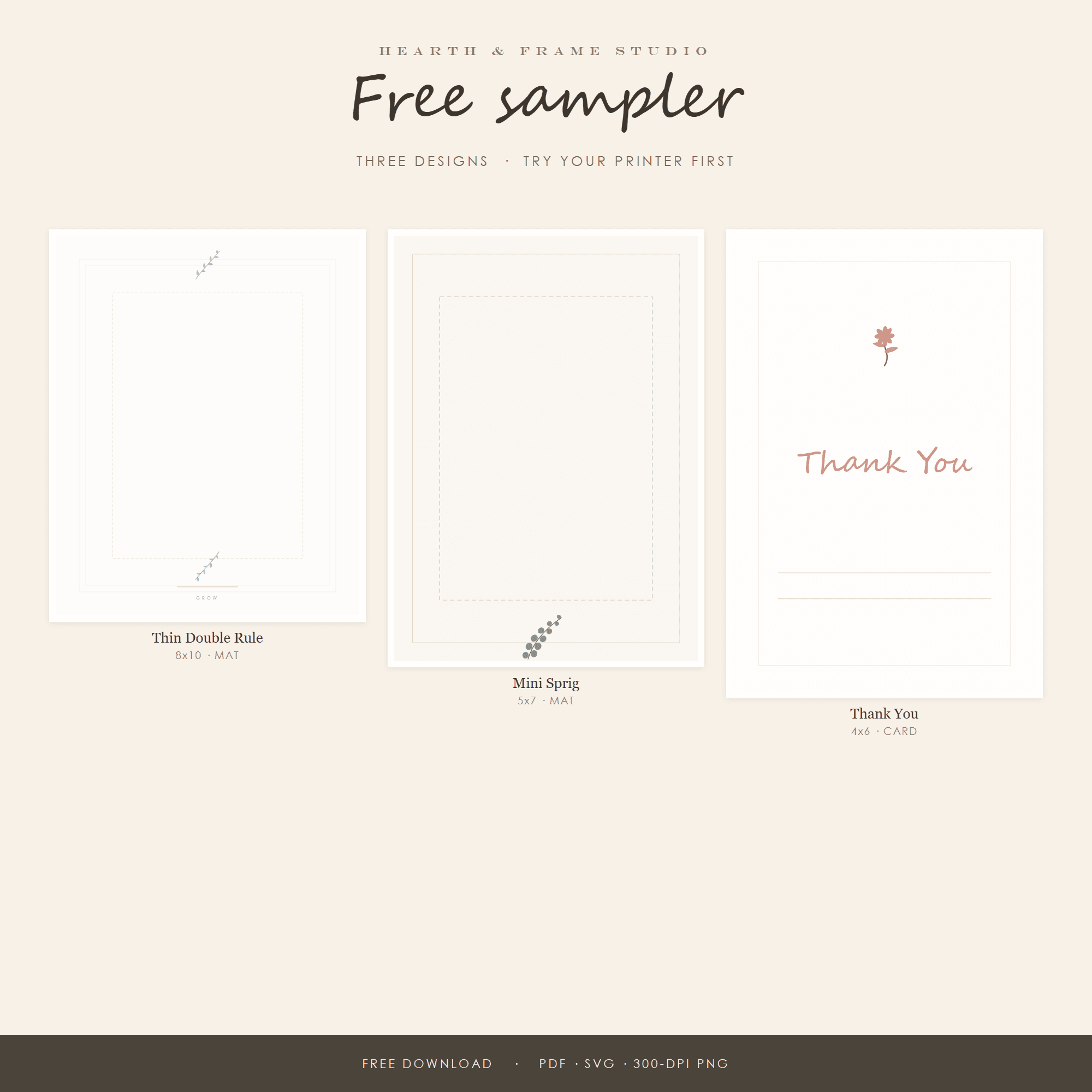 Free Printable Frame Mat Sampler — 3 Designs to Test Your Printer | PDF, SVG & 300-DPI PNG — preview 1